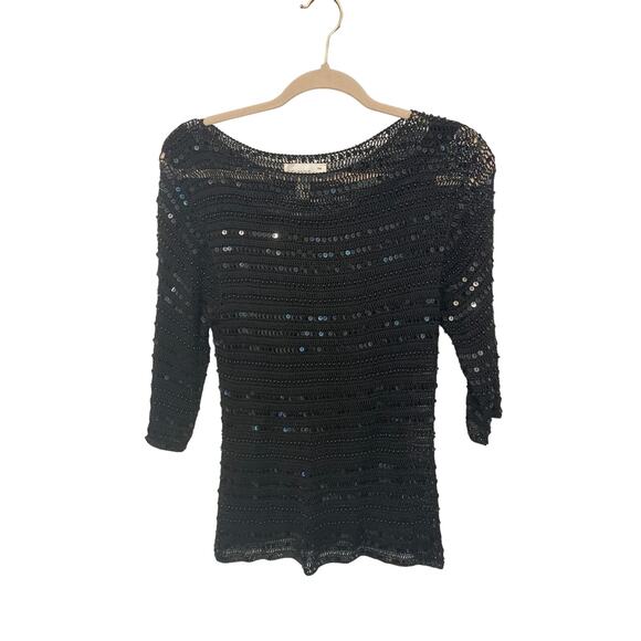Vintage Crochet Lace Sequins Classy Elegant Glam Gatsby Blouse S.M. Collection S - Picture 1 of 4